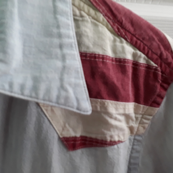 Polo Ralph Lauren Chambray Distressed Flag Pearl Snap Shirt - Picture 9 of 9